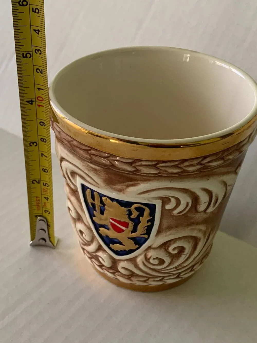 Vtg Ceramic Stein Cup Heraldic Lion Gold Trim Medieval Style Mug Hickok Japan